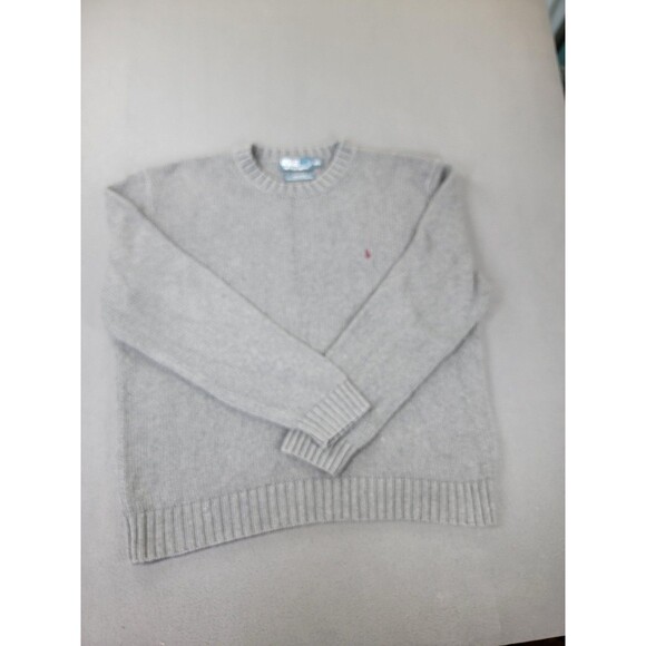 Polo Ralph Lauren Sweater Mens 2XL Gray Cotton Crewneck Pullover Knit Pony Logo - Picture 1 of 11